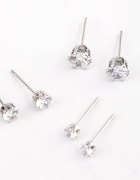 Waterproof Stainless Steel Cubic Zirconia Stud Earrings Pack - link has visual effect only