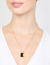 Waterproof Gold Plated Stainless Steel Disc Pendant Necklace Pack - link has visual effect only