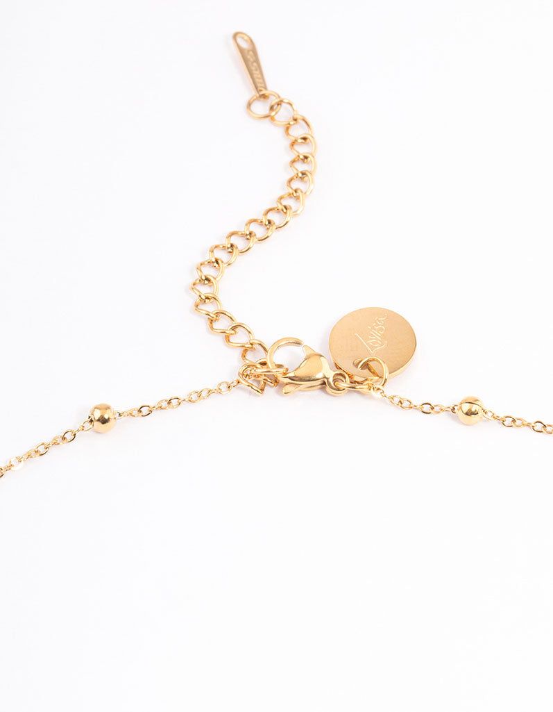 Waterproof Gold Plated Y Drop Ball Cross Necklace