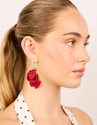 Red Coated Petal Huggie Earrings - link has visual effect only