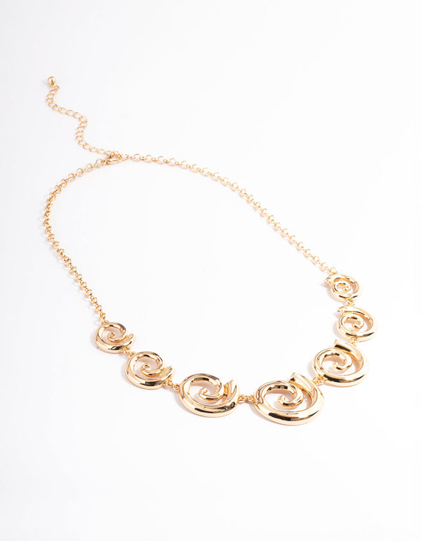 Gold Gradual Twirl Necklace