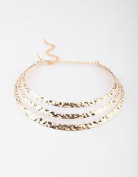 Gold Three Row Chunky Hammer Choker - link has visual effect only