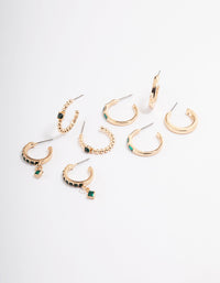 Gold Garden Diamante Stack Hoop Earrings 4-Pack - link has visual effect only