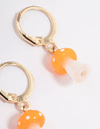 Gold Mini Mushroom Huggie Earrings - link has visual effect only