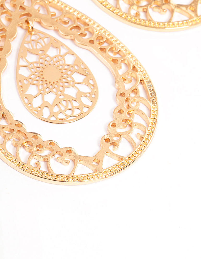 Gold Elegant Mosaic Earrings