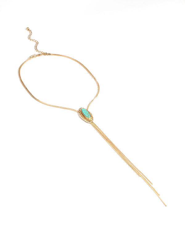 Gold Western Turquoise Bolo Necklace