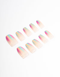 Plastic Bright Brush Stroke Press On Nails - link has visual effect only