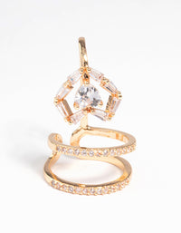 Gold Crystal Heart Fingertip Ring - link has visual effect only