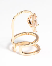 Gold Crystal Heart Fingertip Ring - link has visual effect only