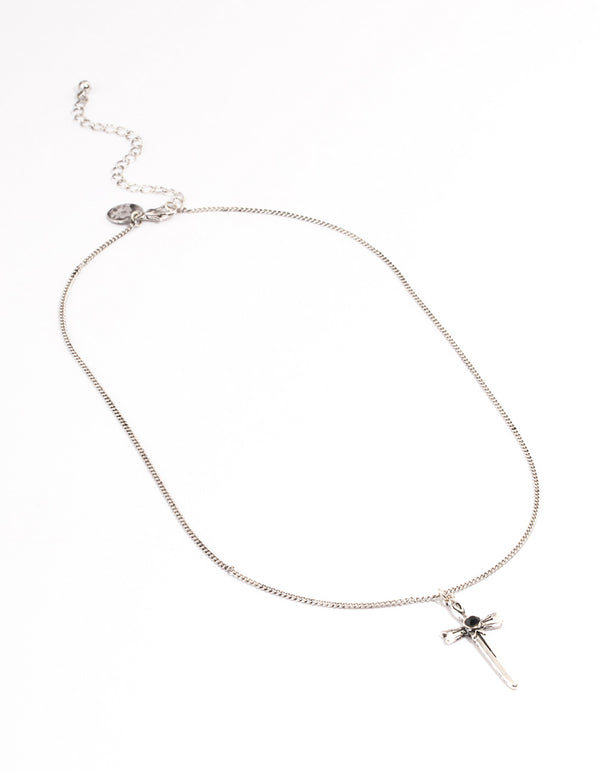 Antique Silver Gothic Cross Necklace