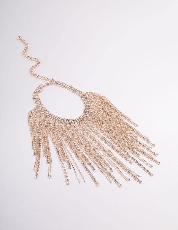 Rose Gold Cupchain Fringe Necklace