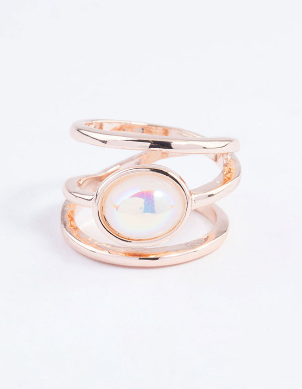 Rose Gold Iridescent Oval Ring