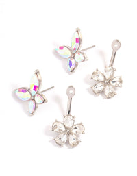 Silver Crystal Flower Wrap Earrings - link has visual effect only