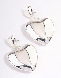 Silver Puffy Heart Statement Earrings - link has visual effect only