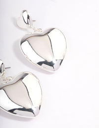 Silver Puffy Heart Statement Earrings - link has visual effect only