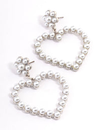 Silver Pearl Heart Statement Earrings - link has visual effect only