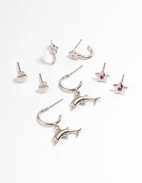 Silver Dolphin Stacker Earrings - link has visual effect only