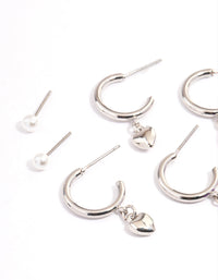 Silver Puffy Heart Stacker Earrings - link has visual effect only