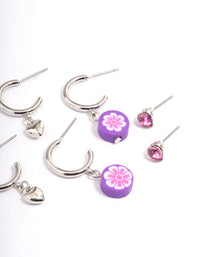 Silver Puffy Heart Stacker Earrings - link has visual effect only
