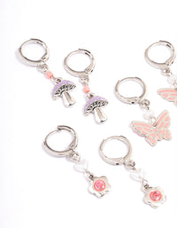 Silver Mushroom Stacker Earrings Pack - link has visual effect only