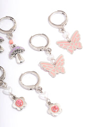 Silver Mushroom Stacker Earrings Pack - link has visual effect only