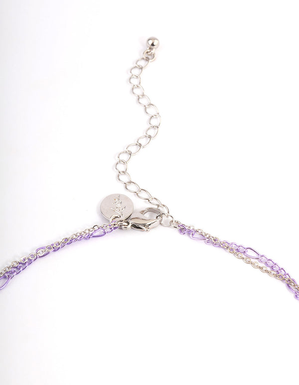 Purple Multi-Row Butterfly Necklace