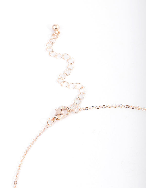 Rose Gold Classic Diamante Cross Necklace