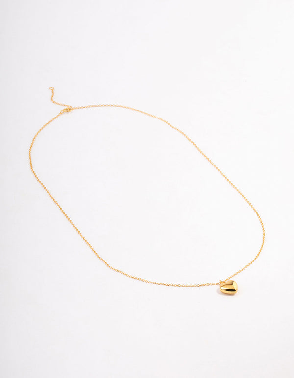 Gold Plated Sterling Silver Puffed Heart Necklace
