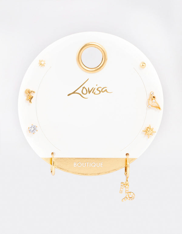 Gold Plated Capricorn Star Sign Ear Stackers