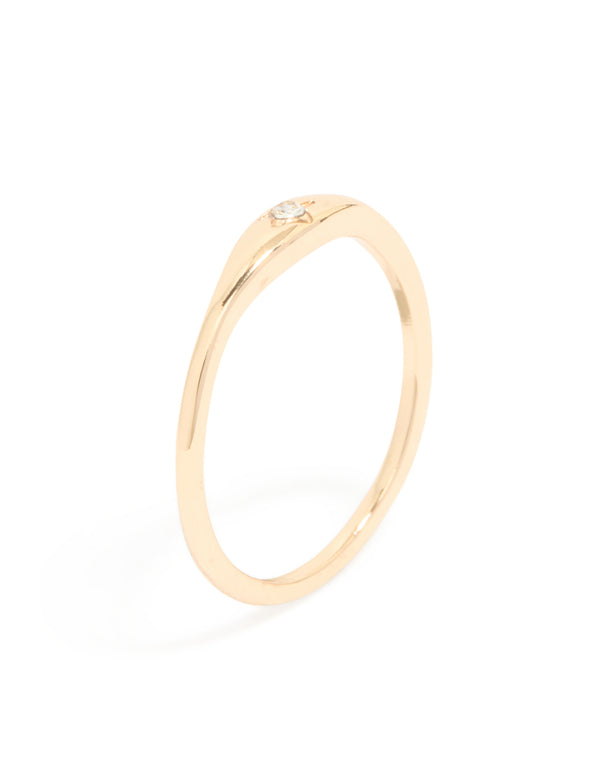 Gold Solitaire Tapered Ring