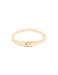 Gold Solitaire Tapered Ring - link has visual effect only