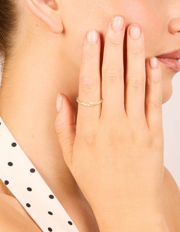 Gold Solitaire Tapered Ring