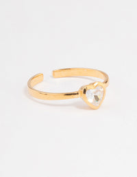 Gold Plated Sterling Silver Heart Cubic Zirconia Ring - link has visual effect only
