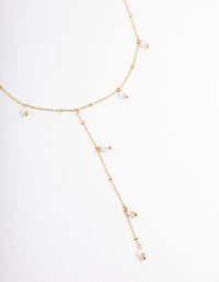 Waterproof Gold Plated Stainless Steel Pearl Y-Necklace - link has visual effect only