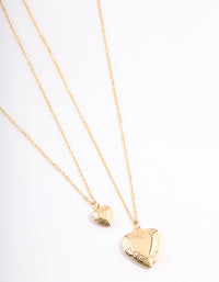 Gold Plated Brass Heart Locket Necklace Pack - link has visual effect only
