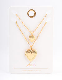 Gold Plated Brass Heart Locket Necklace Pack - link has visual effect only