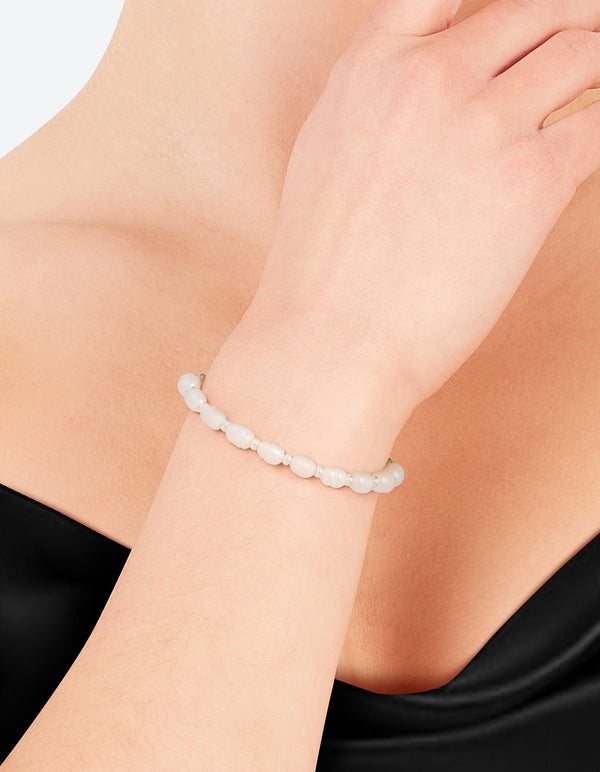 Silver Plated Freshwater Pearl Ball Toggle Bracelet