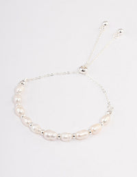 Silver Plated Freshwater Pearl Ball Toggle Bracelet - link has visual effect only