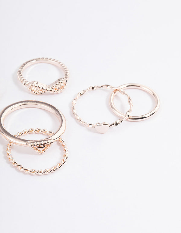 Rose Gold Infinity & Heart Ring 8-Pack