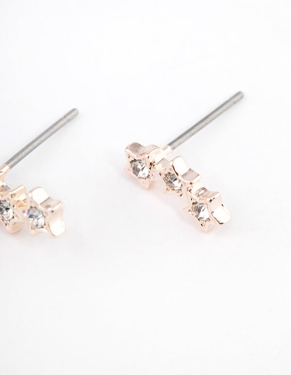 Rose Gold Star Crawler Stud Earrings