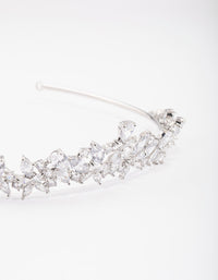 Silver Cubic Zirconia Mixed Marquise Floral Crown - link has visual effect only