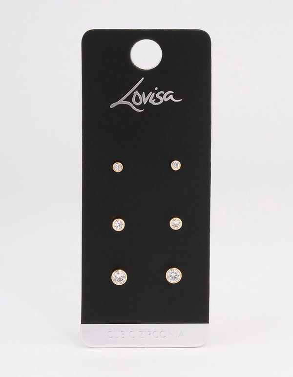 Gold Outline Stud Earrings Pack