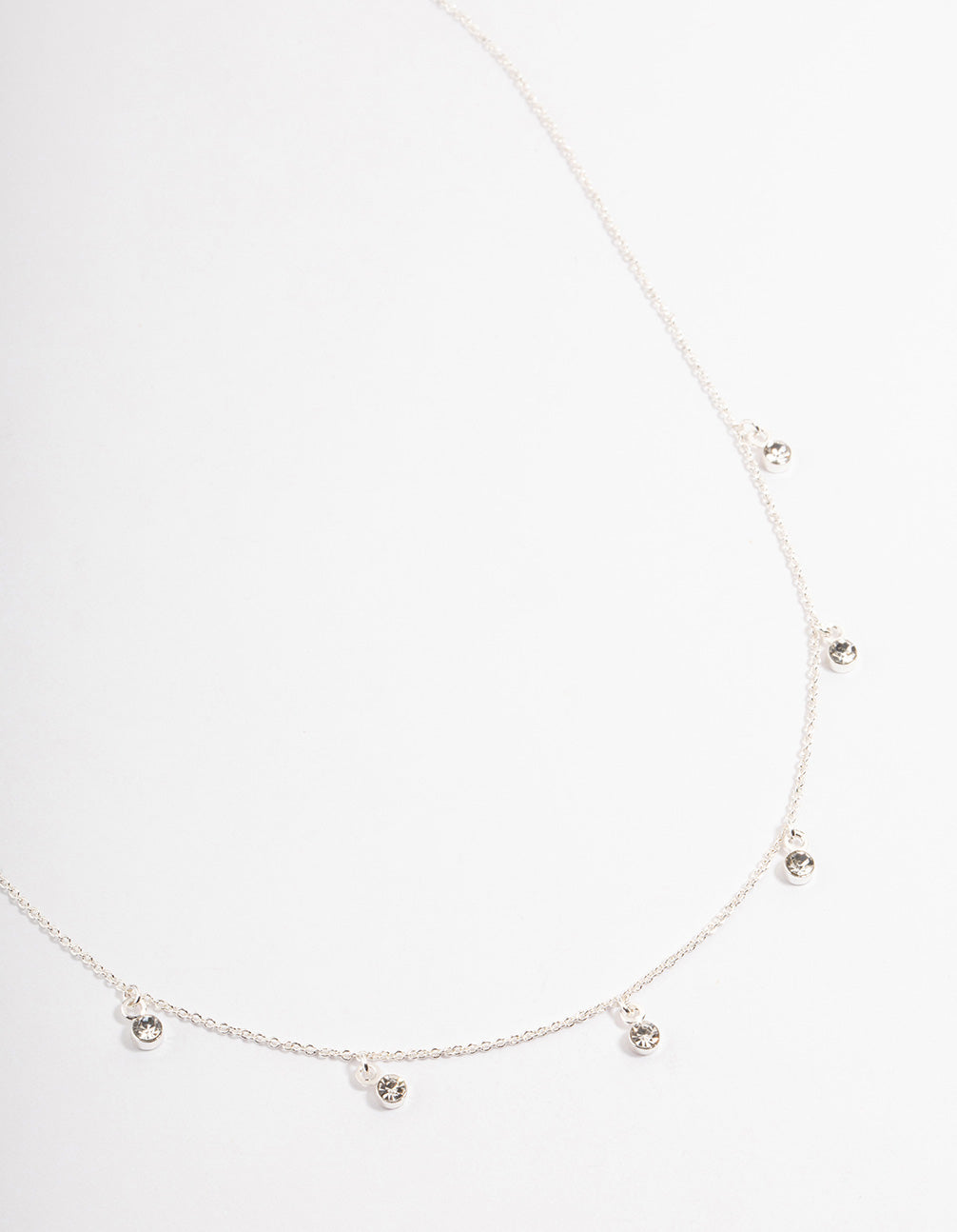 Silver Plated Classic Diamante Droplet Necklace