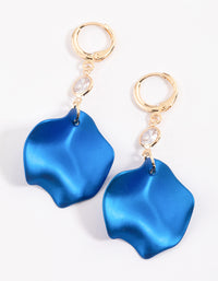 Blue Marquise Diamante & Petal Huggie Earrings - link has visual effect only