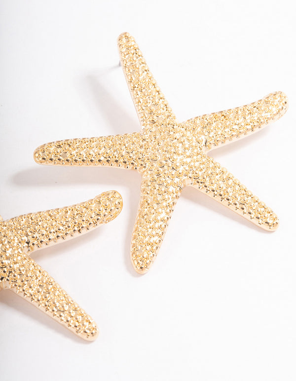 Gold Statement Star Earrings