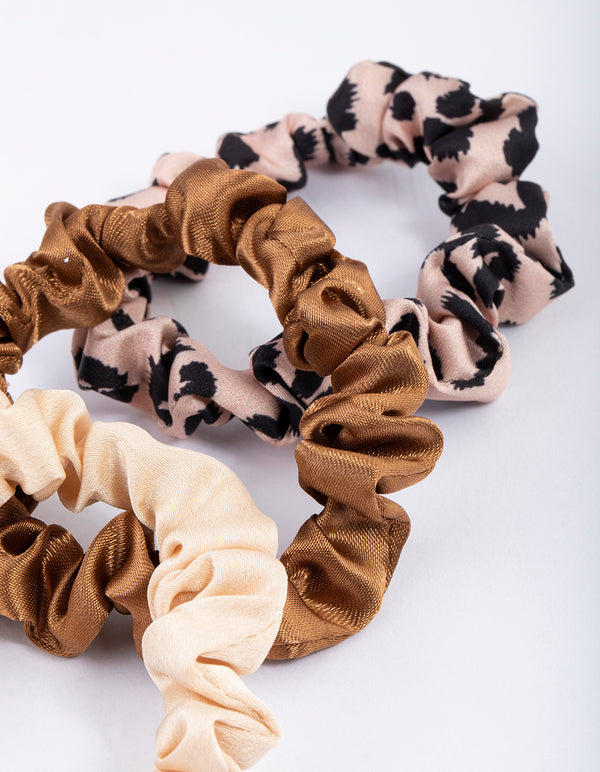 Fabric Thin Stone Animal Scrunchie 5-Pack