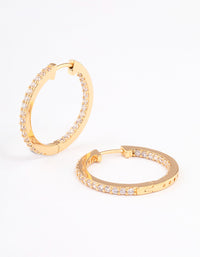 Gold Plated Brass Cubic Zirconia Pave Huggie Earrings - link has visual effect only