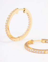 Gold Plated Brass Cubic Zirconia Pave Huggie Earrings - link has visual effect only