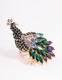 Gold Sparkly Peacock Ring - link has visual effect only