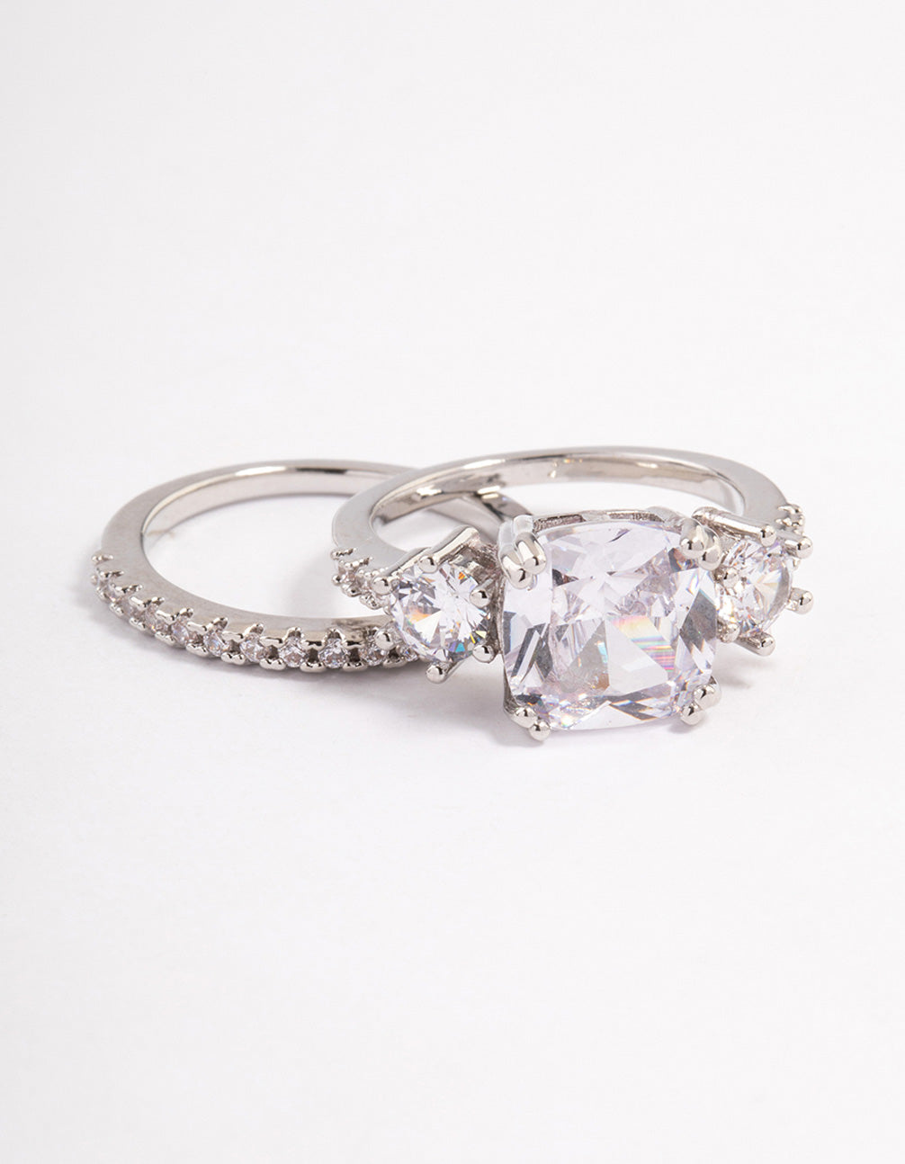 Silver Triple Stone Ring Set